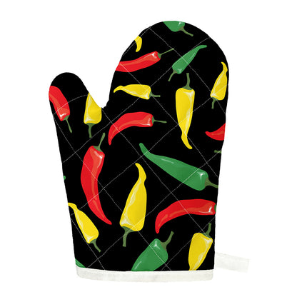 Colorful Chili Peppers Pattern Print Single Oven Mitt