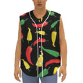 Colorful Chili Peppers Pattern Print Sleeveless Baseball Jersey