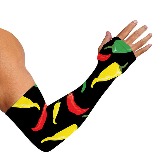 Colorful Chili Peppers Pattern Print Sun Protection Arm Sleeves