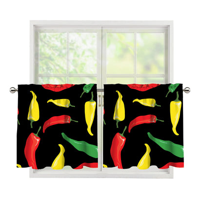 Colorful Chili Peppers Pattern Print Tier Curtains