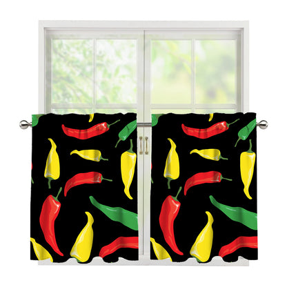Colorful Chili Peppers Pattern Print Tier Curtains