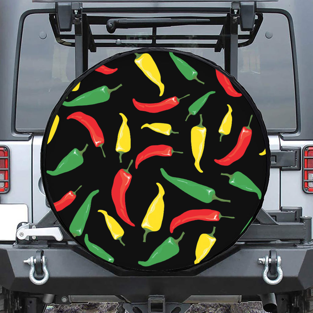 Colorful Chili Peppers Pattern Print Tire Cover