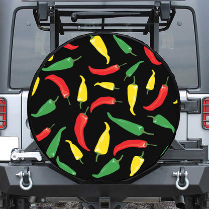 Colorful Chili Peppers Pattern Print Tire Cover