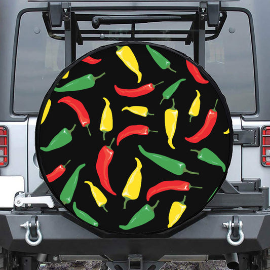 Colorful Chili Peppers Pattern Print Tire Cover