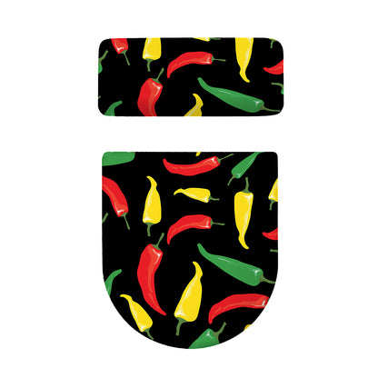 Colorful Chili Peppers Pattern Print Toilet Lid And Tank Cover Set