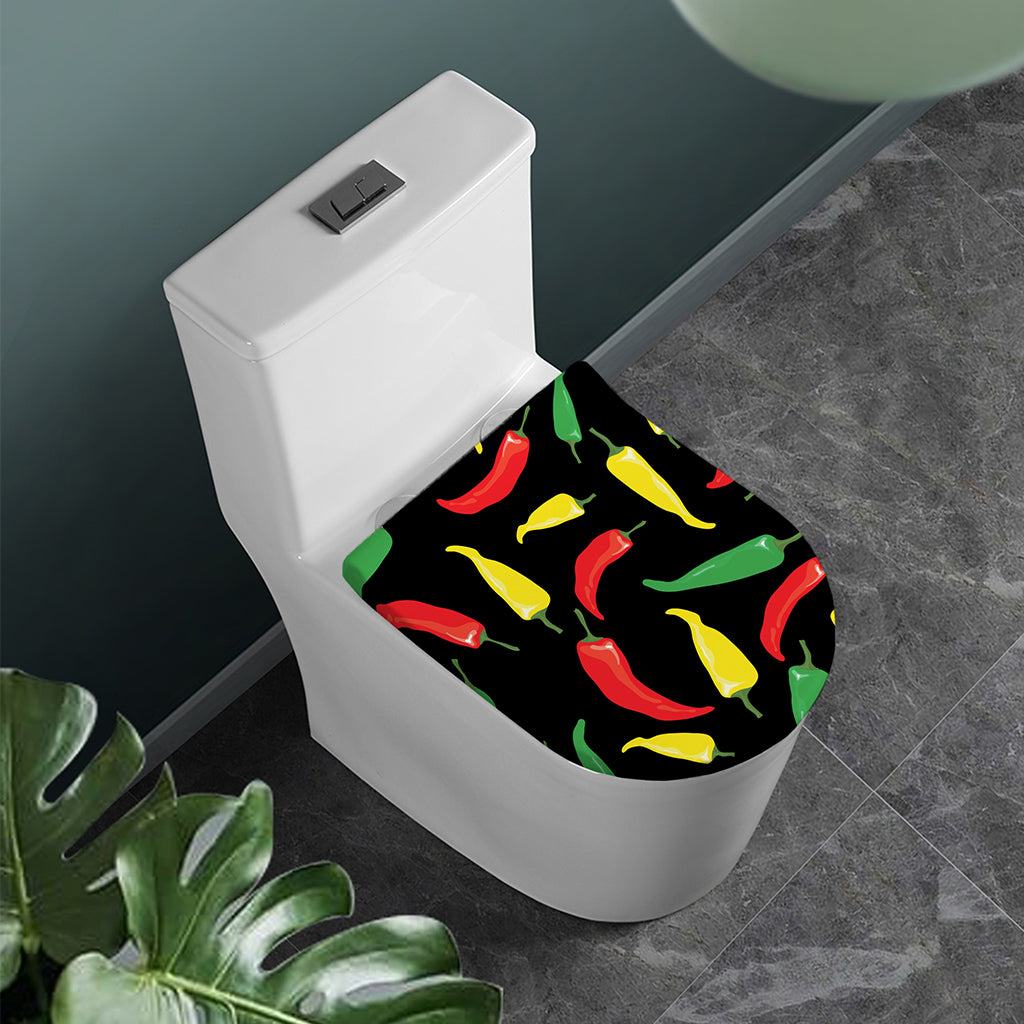 Colorful Chili Peppers Pattern Print Toilet Lid Cover