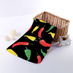 Colorful Chili Peppers Pattern Print Towel