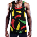 Colorful Chili Peppers Pattern Print Men's Workout Tank Top