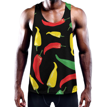 Colorful Chili Peppers Pattern Print Training Tank Top