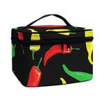 Colorful Chili Peppers Pattern Print Travel Makeup Bag