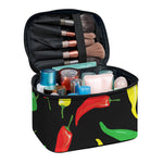 Colorful Chili Peppers Pattern Print Travel Makeup Bag
