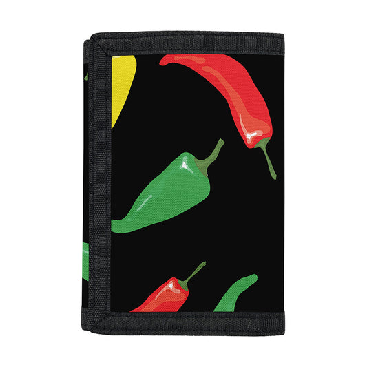 Colorful Chili Peppers Pattern Print Trifold Wallet