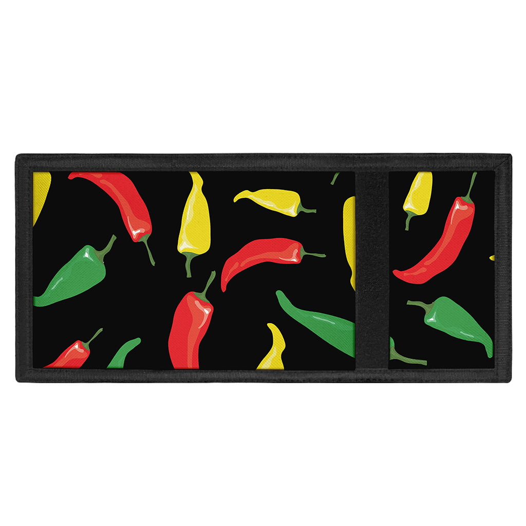 Colorful Chili Peppers Pattern Print Trifold Wallet