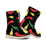 Colorful Chili Peppers Pattern Print Winter Boots