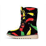 Colorful Chili Peppers Pattern Print Winter Boots