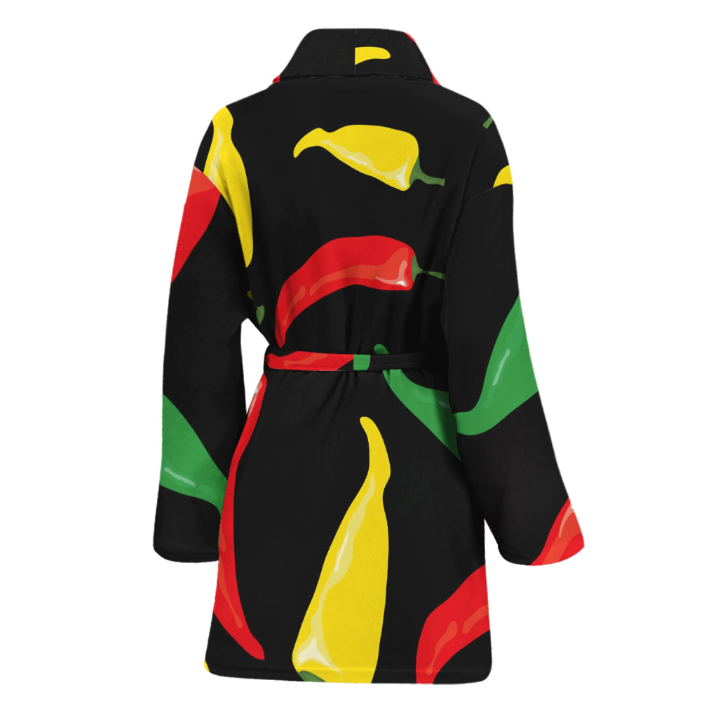 Colorful Chili Peppers Pattern Print Women's Bathrobe