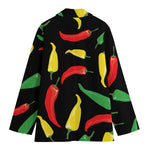 Colorful Chili Peppers Pattern Print Women's Blazer