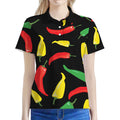 Colorful Chili Peppers Pattern Print Women's Polo Shirt