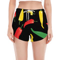 Colorful Chili Peppers Pattern Print Women's Split Running Shorts