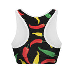 Colorful Chili Peppers Pattern Print Women's Sports Bra