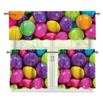 Colorful Chocolate Candy Print 3 Piece Kitchen Curtains