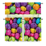 Colorful Chocolate Candy Print 3 Piece Kitchen Curtains