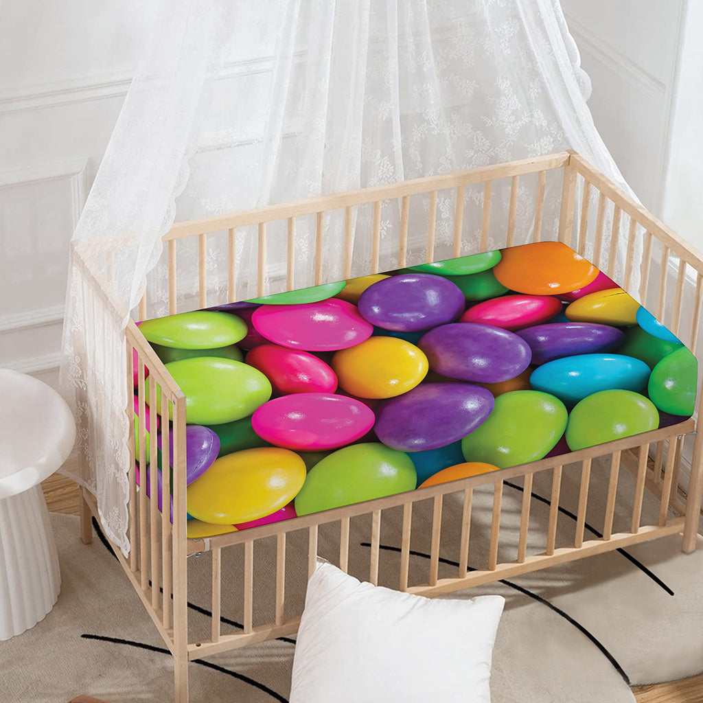 Colorful Chocolate Candy Print Baby Crib Sheet