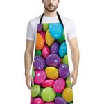 Colorful Chocolate Candy Print Bib Apron With Pocket
