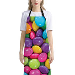 Colorful Chocolate Candy Print Bib Apron With Pocket