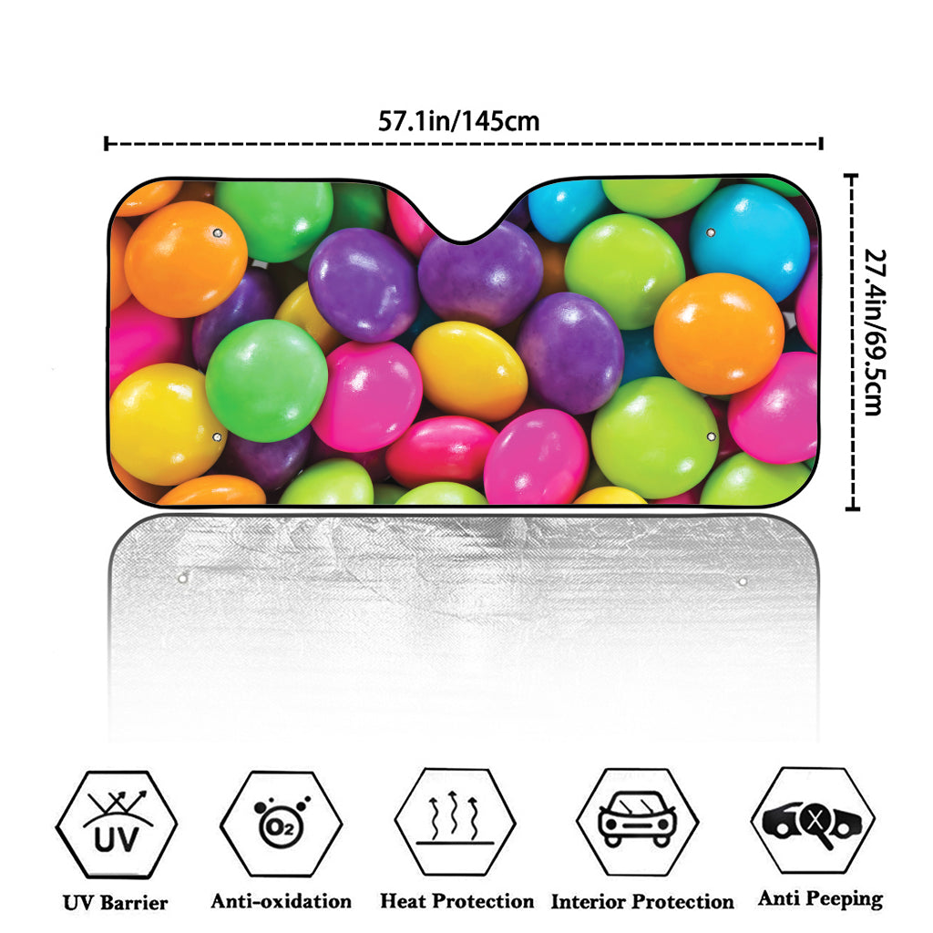 Colorful Chocolate Candy Print Car Windshield Sun Shade