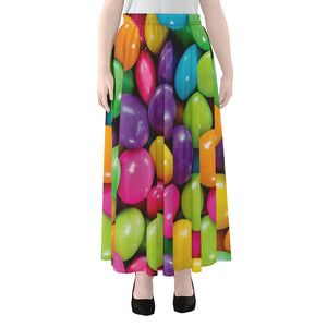 Colorful Chocolate Candy Print Chiffon Maxi Skirt