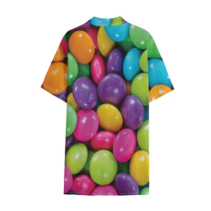 Colorful Chocolate Candy Print Cotton Hawaiian Shirt