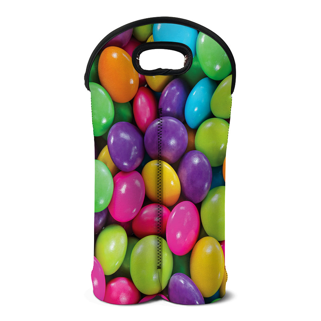 Colorful Chocolate Candy Print Double Neoprene Wine Tote