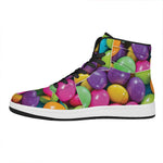 Colorful Chocolate Candy Print High Top Leather Sneakers