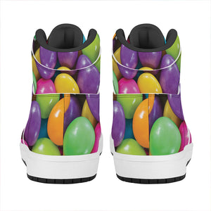 Colorful Chocolate Candy Print High Top Leather Sneakers