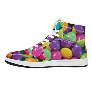 Colorful Chocolate Candy Print High Top Leather Sneakers