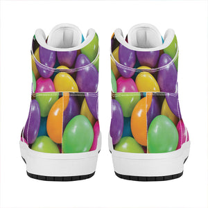 Colorful Chocolate Candy Print High Top Leather Sneakers