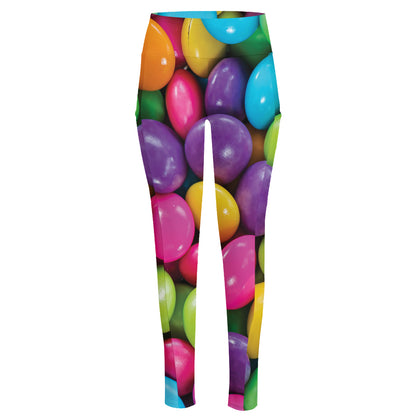 Colorful Chocolate Candy Print High-Waisted Pocket Leggings
