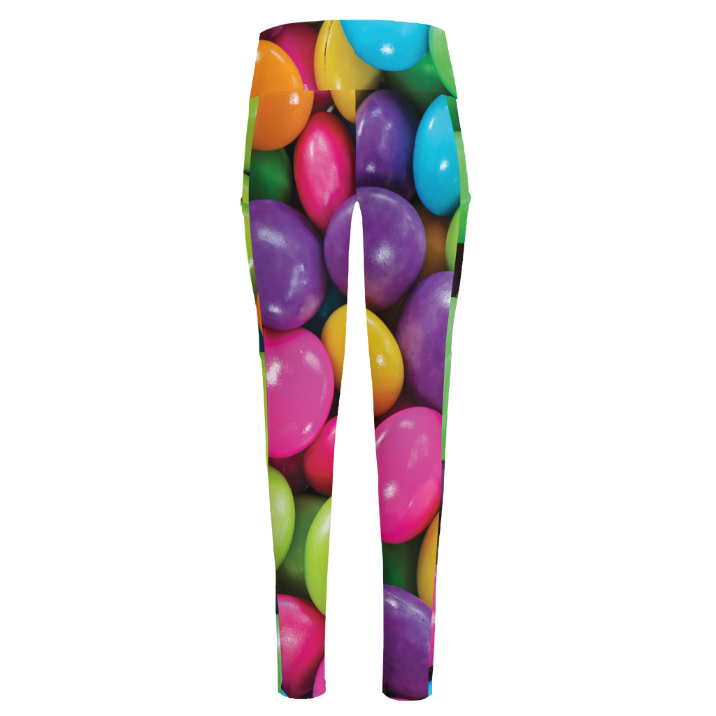 Colorful Chocolate Candy Print High-Waisted Pocket Leggings