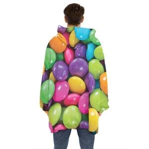 Colorful Chocolate Candy Print Hoodie Blanket