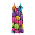 Colorful Chocolate Candy Print Jersey Midi Cami Dress