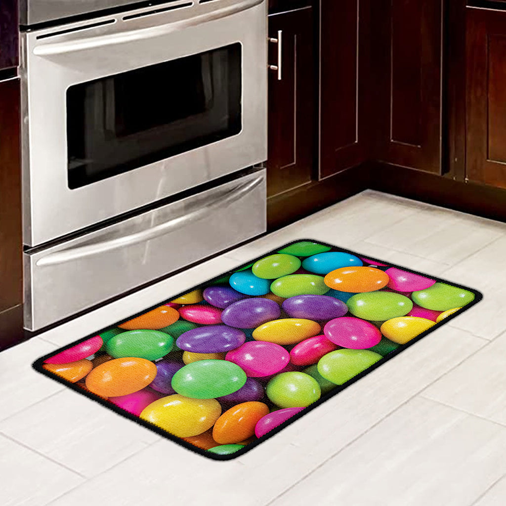 Colorful Chocolate Candy Print Kitchen Mat