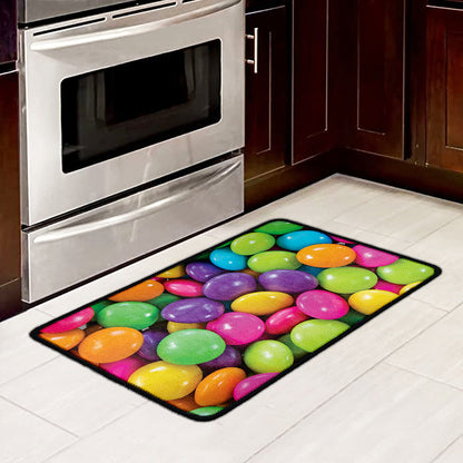 Colorful Chocolate Candy Print Kitchen Mat