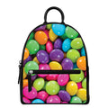 Colorful Chocolate Candy Print Leather Backpack