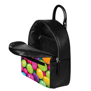 Colorful Chocolate Candy Print Leather Backpack