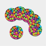 Colorful Chocolate Candy Print Leather Coaster Set