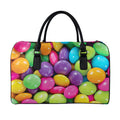 Colorful Chocolate Candy Print Leather Duffel Bag