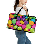 Colorful Chocolate Candy Print Leather Duffle Bag
