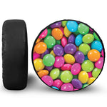 Colorful Chocolate Candy Print Leather Spare Tire Cover