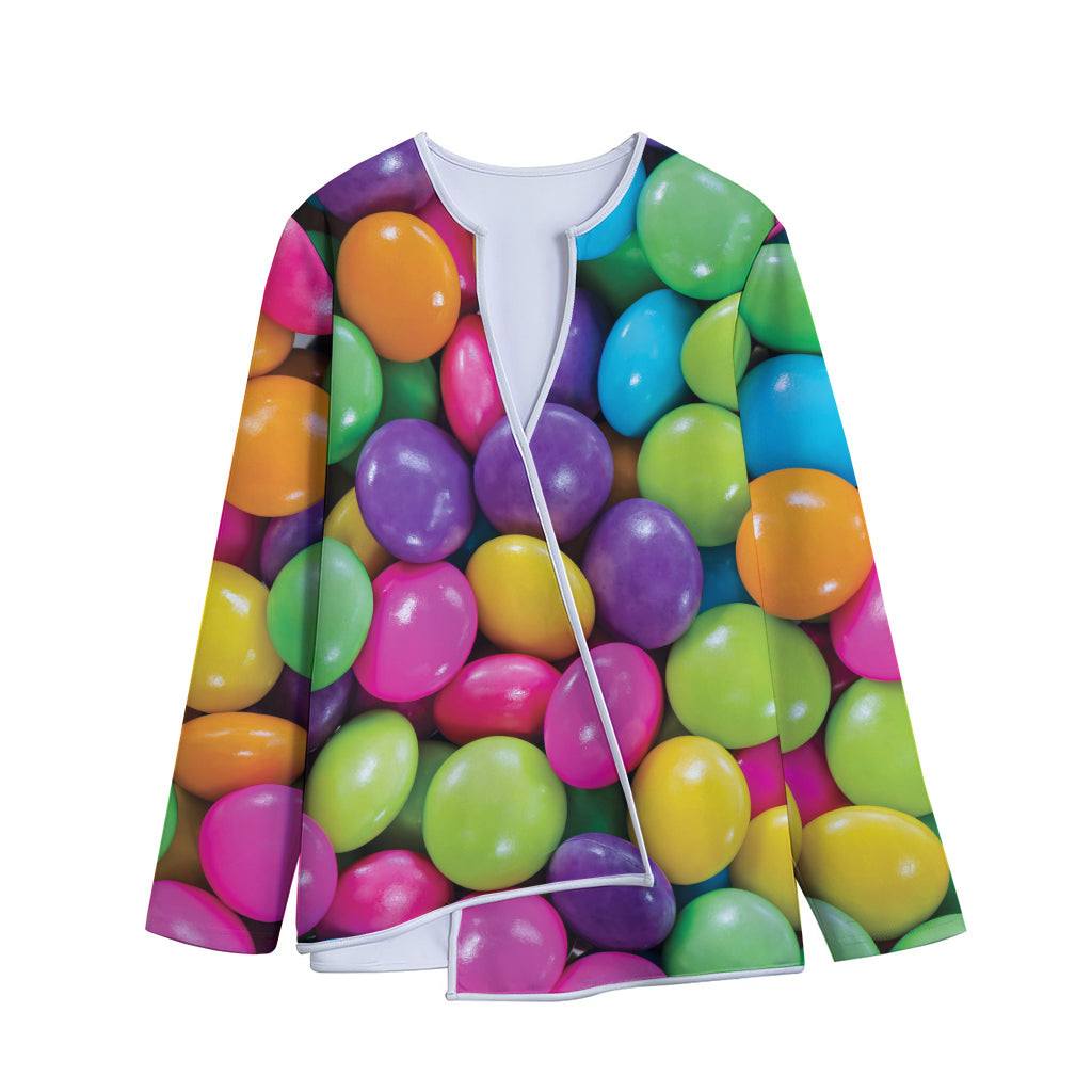 Colorful Chocolate Candy Print Long Sleeve Short Coat